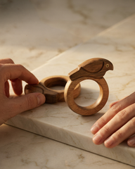 Elegant Wooden Napkin Ring Set – Set of Two