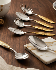 Vintage Brass Leaf Cutlery Set – Set of Six