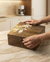 Handpainted Keepsake Wooden Box – Enamel Art Finish