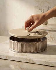Enamel Finish Roti Box with Wooden Lid