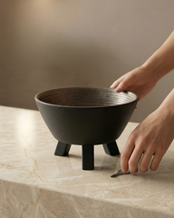 Large Tri-Legged Wooden Bowl
