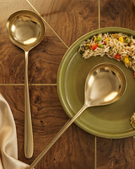 Artisan Gold Hammered Serving Spoon Set – Set of Two