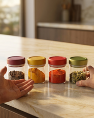 Glass Storage Jars with Wooden Lid – Set of 4