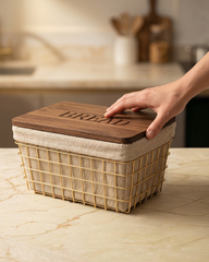 Twin Wire Bread Box with Wooden Lid