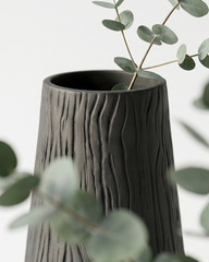 Celeste Flow Fiberglass Planter – Matte Black Textured Finish