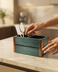 Modern Blue Wooden Cutlery Stand
