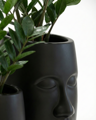 Face Fiberglass Planter – Matte Black