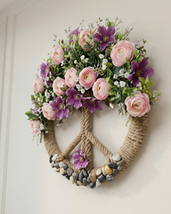 Artificial Floral Peace Symbol Wall Decor 12 Inch x 12 Inch