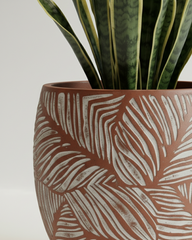 Leaf Fiberglass Planter – Terracotta