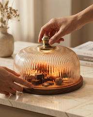 Fluted Glass Cloche with Base