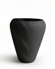 Aurelia Twist Fiberglass Planter – Matte Black Textured Finish