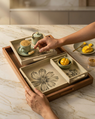Artisan Wooden Tray Set – Set of Three