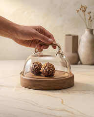 Glass Cloche with Wooden Base
