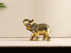 Decorative Small Golden Polyresin Elephant Figurine