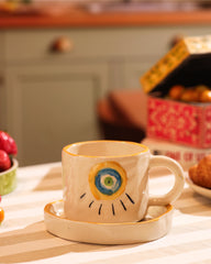 Evil Eye Mug & Dessert Plate Combo cup saucer set