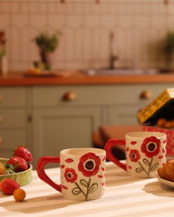 Red Flower Power Ceramic Mug