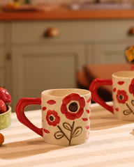 Red Flower Power Ceramic Mug