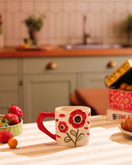 Red Flower Power Ceramic Mug