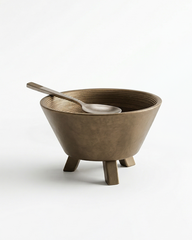 Rustic Tri-Legged Wooden Bowl – Large