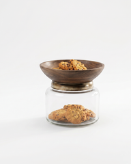 Glass Cloche with Wooden Bowl Base