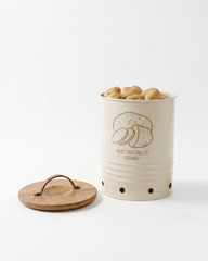Garlic Storage Bin with Wooden Lid