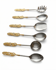 Vintage Brass Leaf Cutlery Set – Set of Six