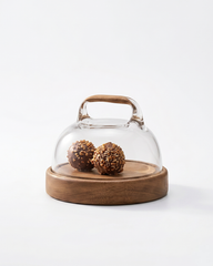 Glass Cloche with Wooden Base