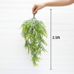 Artificial Hanging Velvet Fern Leaf Bush - 2.2 Feet