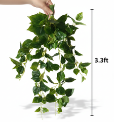 Artificial Hanging Pothos Leaf Bush with Velvet Foliage - 3.3 Feet