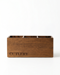 Three-Section Wooden Cutlery Holder Organizer