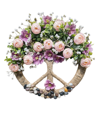 Artificial Floral Peace Symbol Wall Decor 12 Inch x 12 Inch