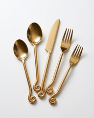 Antique Hammered Gold PVD Cutlery Set – Set of Five
