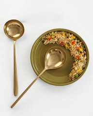 Artisan Gold Hammered Serving Spoon Set – Set of Two