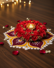 Artificial Red Carnation Floral Tealight Holder