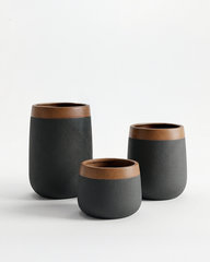 Saturn Collection: Black & Copper Planters (Set of 3)