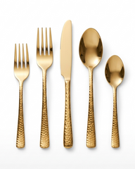 Artisan Hammered Gold Cutlery Set – Set of Five