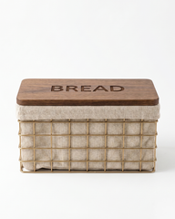 Twin Wire Bread Box with Wooden Lid