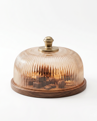 Fluted Glass Cloche with Base