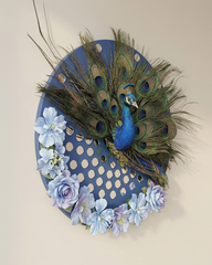 Artificial Peacock Feather Floral Wall Decor 12 Inch x 12 Inch