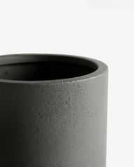 Olive Cylindrical Fiberglass Planter Set – Matte Charcoal Finish