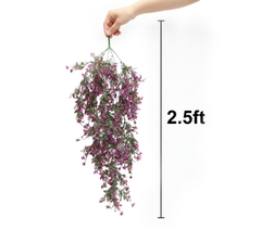 Artificial Hanging Purple Flower Vine with Green Leaves - 2.2 Feet