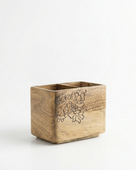 Rustic Wooden Cutlery Holder Organizer