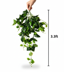 Artificial Hanging Money Plant Bush with Velvet Green Leaves - 3.3 Feet