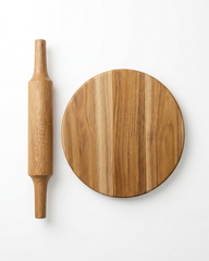 Traditional Wooden Chakla Belan with Stand