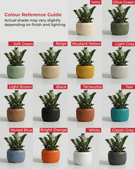 Orchid – D Fiberglass Round Planter – Grey | Modern Ribbed Design