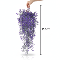 Artificial Hanging Baby Tears Vine - 2.5ft Deep Purple with Green Stems