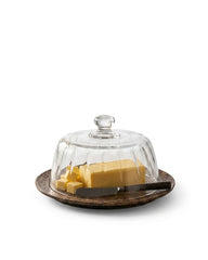 Glass Butter Dish with Wooden Base