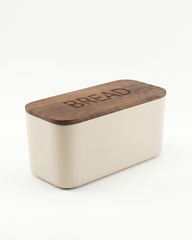 Metal Bread Box with Wooden Lid