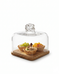 Elegant Glass Cloche with Square Wooden Base