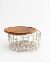 Tall Twin Wire Basket with Wooden Top